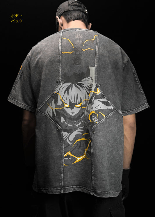 ZENITSU / DEMON SLAYER / ACID WASHED OVERSIZED T-SHIRT