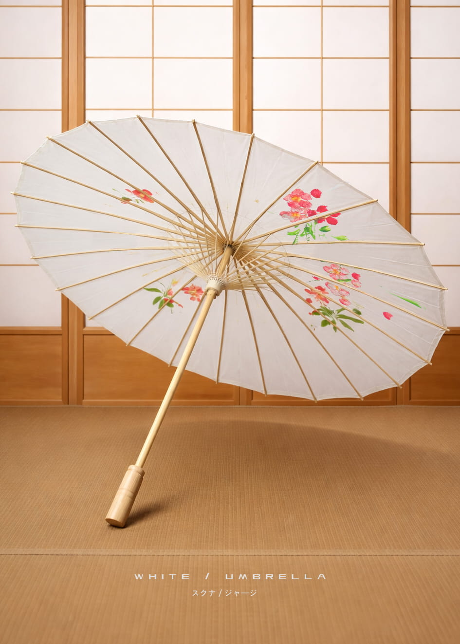 WHITE JAPANESE / WOODEN UMBRELLA