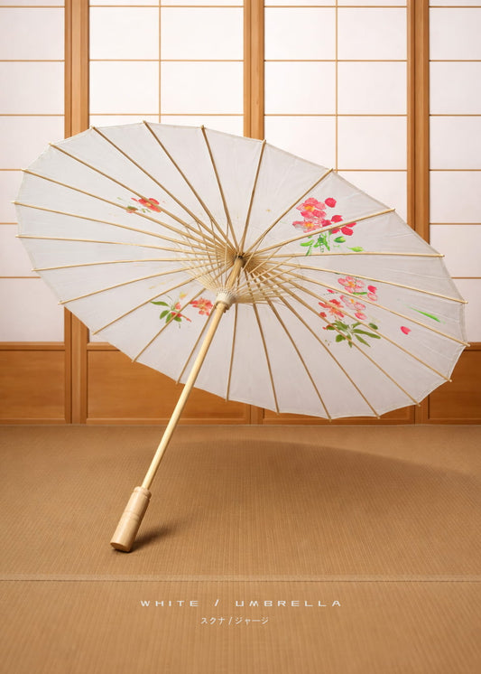 WHITE JAPANESE / WOODEN UMBRELLA