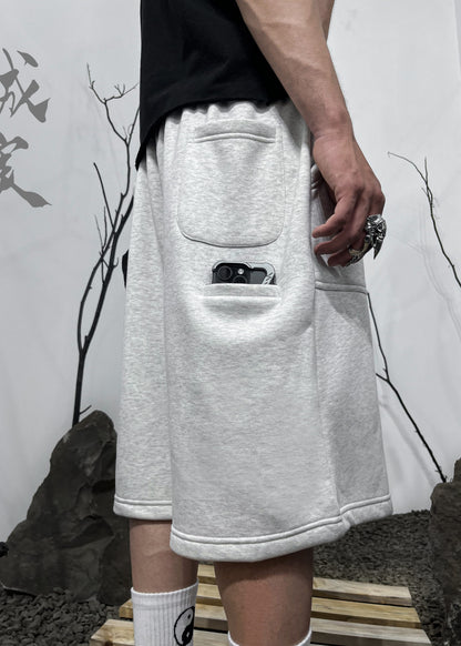 GREY UTILITY BAGGY SHORTS
